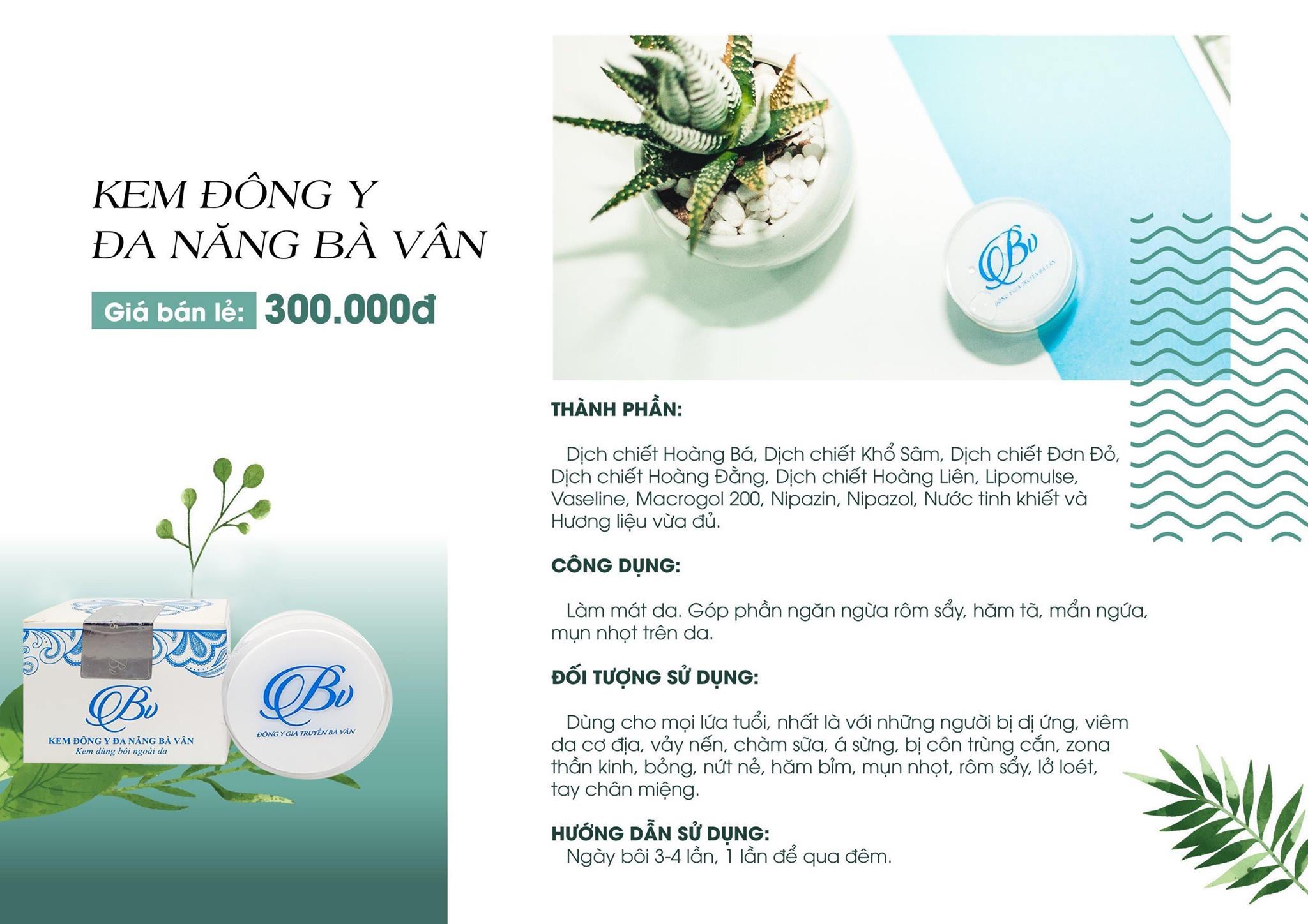 Thành Phân Và Công Dụng Của Kem Bà Vân